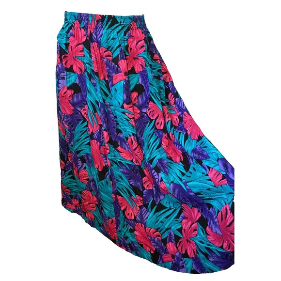 ALFRED DUNNER Womens 14 Tropical Midi Skirt Floral Vintage USA Made Cruise Beach - Picture 2 of 6